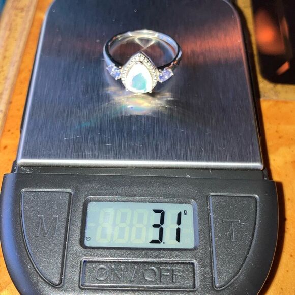 Natural Ethiopian Opal Tanzanite Sterling Silver Ring Size 9 - Picture 9 of 9